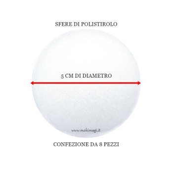 Sfera di Polistirolo 5cm - Palla di Polistirolo da Decorare Conf. 8 pezzi