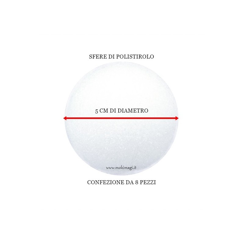 Sfera di Polistirolo 5cm - Palla di Polistirolo da Decorare Conf. 8 pezzi