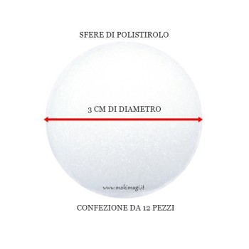 Sfera di Polistirolo 3cm - Palla di Polistirolo da Decorare Conf. 12 pezzi