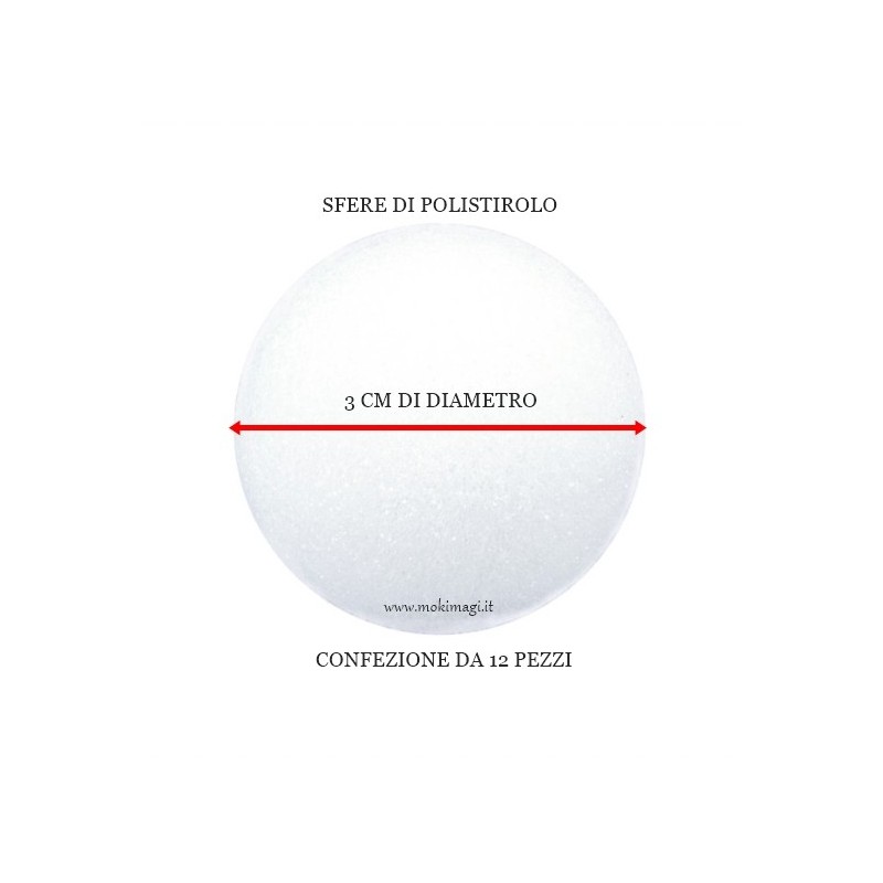 Sfera di Polistirolo 3cm - Palla di Polistirolo da Decorare Conf. 12 pezzi