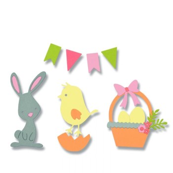 Fustella Pasqua Sizzix Thinlits Die Set 17PK - Easter 661684 Coniglio Pulcino