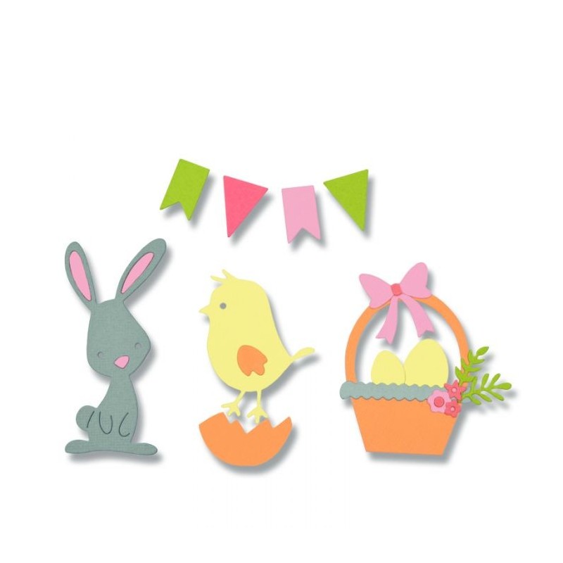 Fustella Pasqua Sizzix Thinlits Die Set 17PK - Easter 661684 Coniglio Pulcino