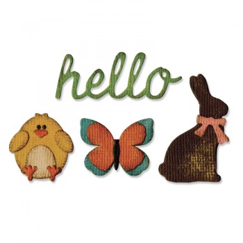 Fustelle + Embossing Sizzix Springtime 662711 Sidekick - Farfalla Coniglio Pulcino