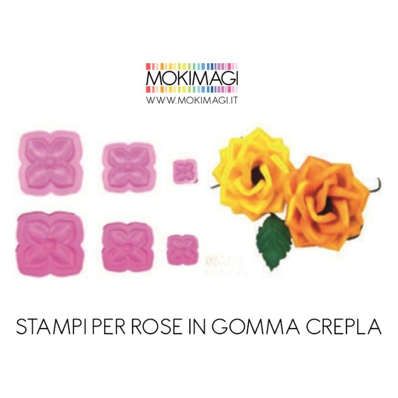 Stampo Rose in Gomma Crepla - 3 Stampi per Petali di Rose in Fommy