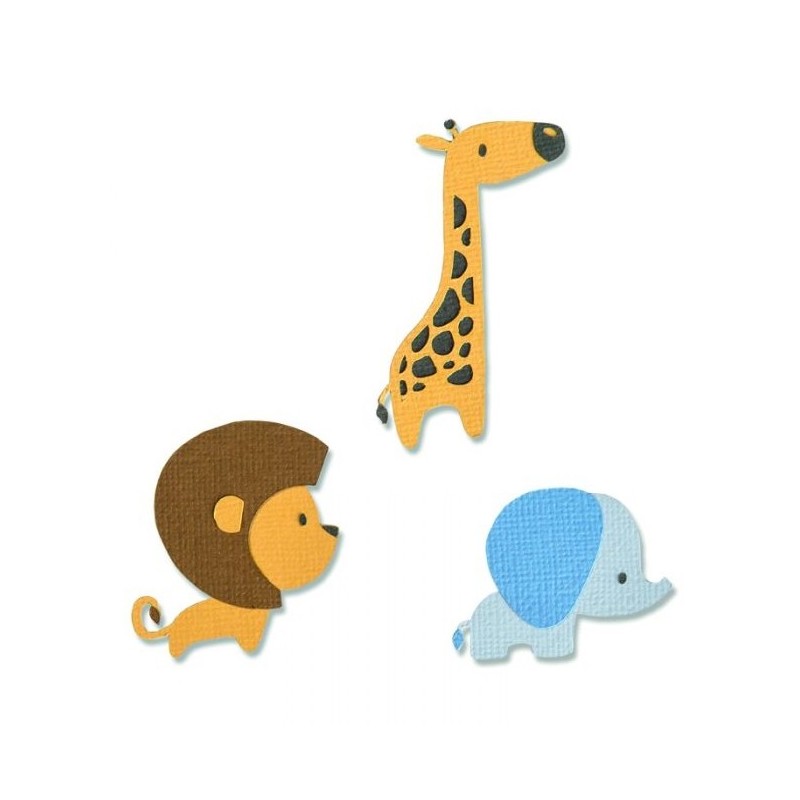 Fustelle Animali Giungla Baby - Sizzix Thinlits Die- Baby Jungle Animals 663580 Elefante Giraffa Leone