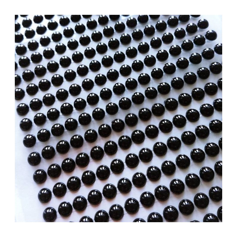Mezze Perle Nere Adesive 4mm - 300 pezzi