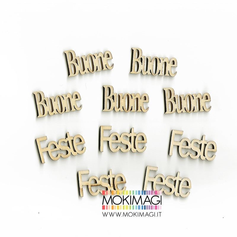"Buone Feste" in Legno - Scritte in Legno Decorative (10 pezzi per confezione)