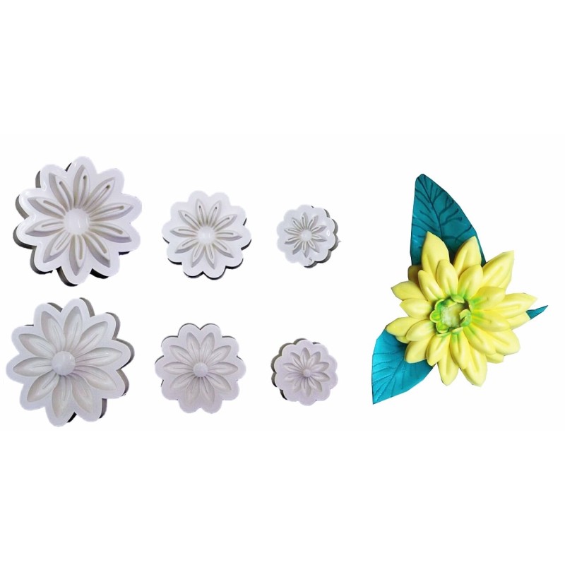Stampo Dalia in Gomma Crepla - 3 stampi fommy Fiore Dalia 31197