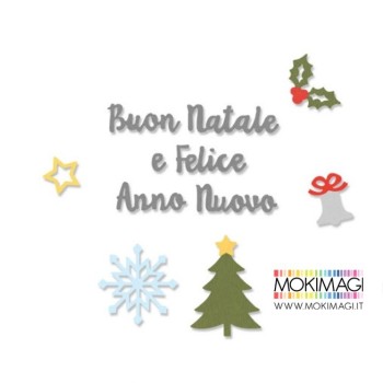 Fustella Sizzix Thinlits Die Set 12 pezzi - Auguri di Natale - Stafil 663303