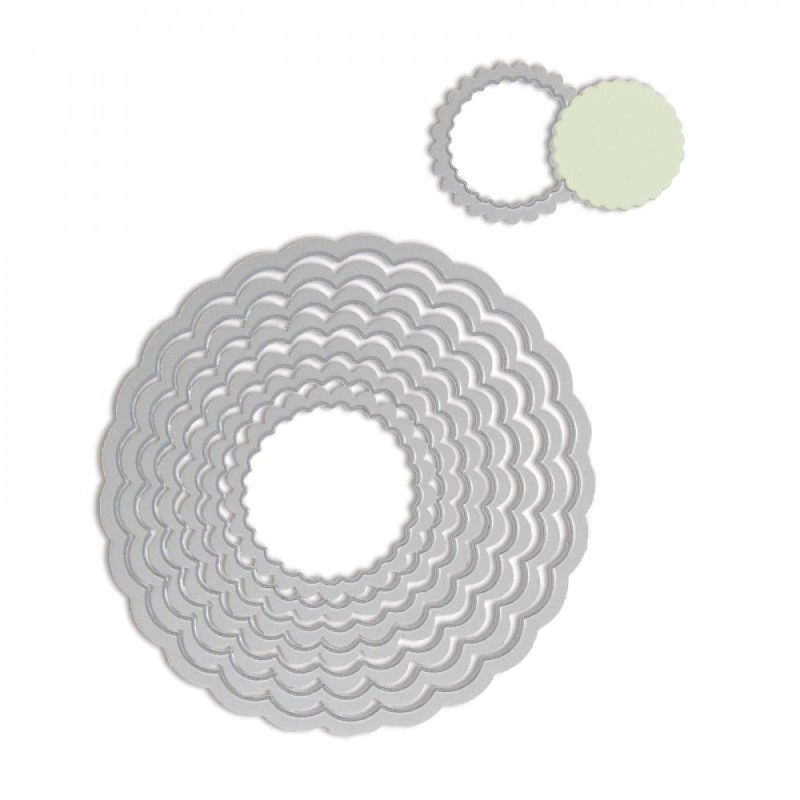 Fustelle Cornici Tonde Decorative - Sizzix Framelits Die Set 8PK - Circles, Scallop 657552