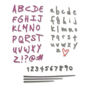 Alfabeto e Numeri Fustella Sizzix Thinlits Die Set - Doodle Alphabet & Numbers 663408
