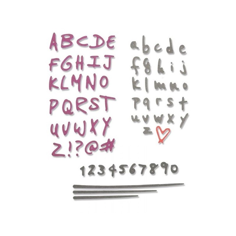 Alfabeto e Numeri Fustella Sizzix Thinlits Die Set - Doodle Alphabet & Numbers 663408