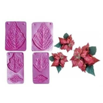 Stampo Stella di Natale e Foglie in Gomma Crepla - 3 forme