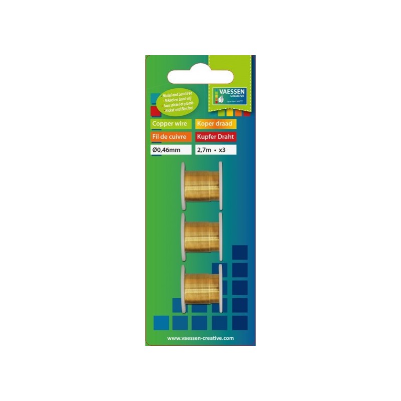 Filo di rame sottile - Craft wire 3 bobine 2.7m x 0.46mm Oro o Argento