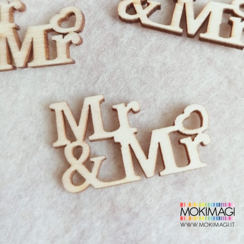 "Mr&Mr" in Legno - Scritta in Legno Decorativa - Applicazione Lui&Lui Unioni Civili