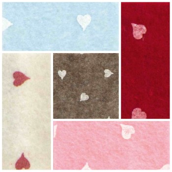 Pannolenci Bianco Tramato Cuori Rossi - Foglio 30x40 cm