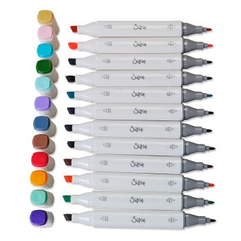 Pennarelli Indelebili Colorati Sizzix a Doppia Punta - Set 12 Sizzix Accessory – Permanent Pens 663056