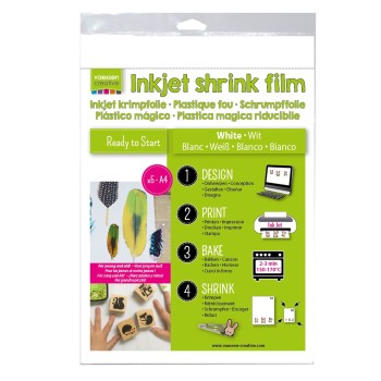 Shrink Plastic Stampabile Inkjet Bianca A4 x 5 fogli - Vaessen Creative 1611-001