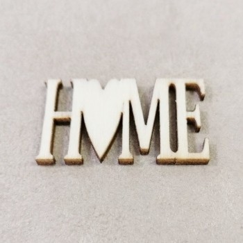 HOME in Legno - Scritta in Legno Decorativa - Applicazione 3,5x2cm