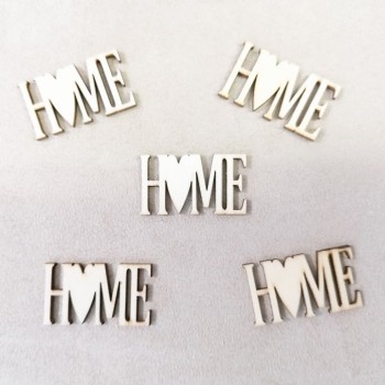 HOME in Legno - Scritta in Legno Decorativa - Applicazione 3,5x2cm