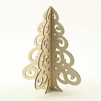 Albero di Natale Intagliato in Legno  25x18,5 cm