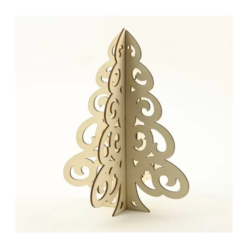 Albero di Natale Intagliato in Legno  25x18,5 cm