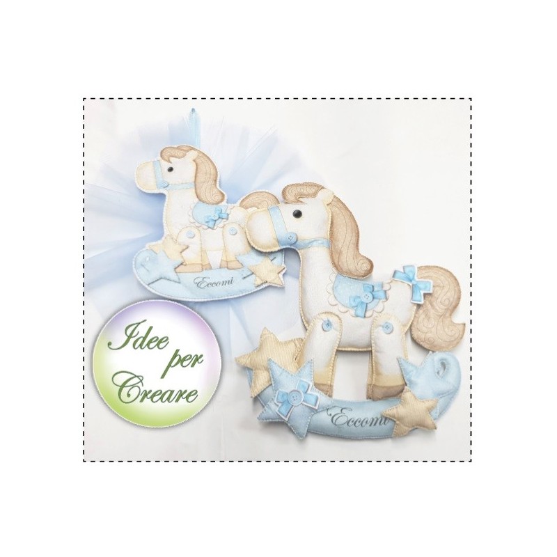 Pannello Cavallo a Dondolo Celeste Idee per Creare - Kit Cucito Creativo