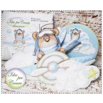 Pannello Orsetto Pilota Idee per Creare - Kit Cucito Creativo Coccarda Nascita