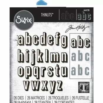 Alfabeto Sizzix Thinlits Die Set 26PK - Alphanumeric Shadow Lower by Tim Holtz 664728