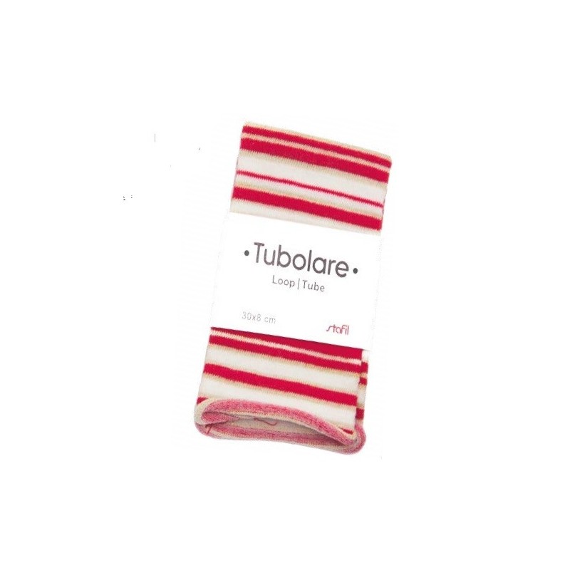 Tubolare Righe Glitter Rosso, Crema, Oro - 30x8cm
