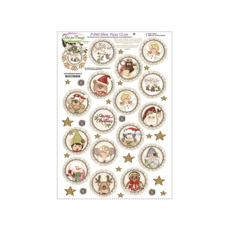 Pannello Sfere Pizzo 12cm Idee per Creare - Kit Cucito Creativo (16 pezzi) Natale
