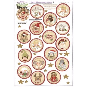 Pannello Sfere Country 12cm Nuovi Soggetti Idee per Creare - Kit Cucito Creativo (16 pezzi) Natale