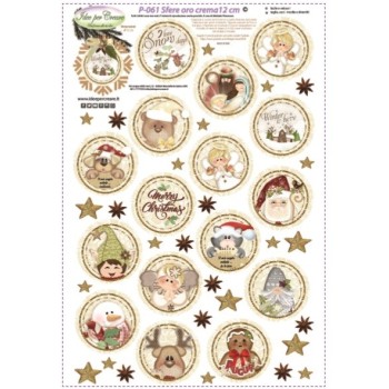 Pannello Sfere Country ORO/Crema 12 cm Idee per Creare - Kit Cucito Creativo (16 pezzi) Natale