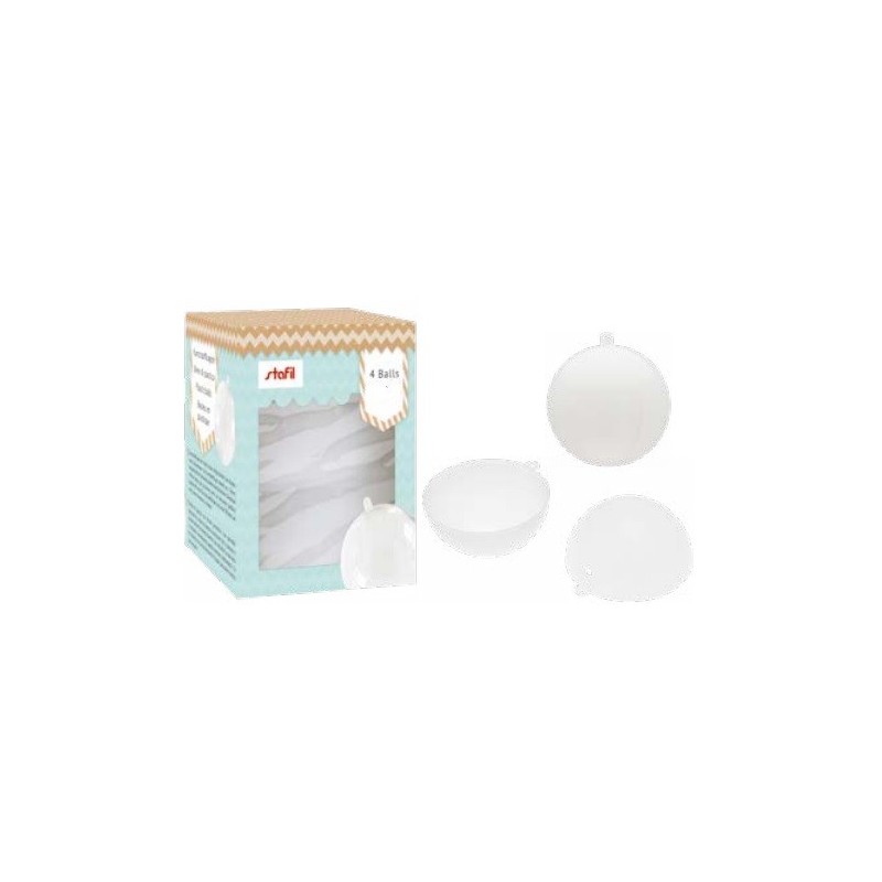 Sfere Bianche di Plastica - Stafil • 8cm - 4 pezzi