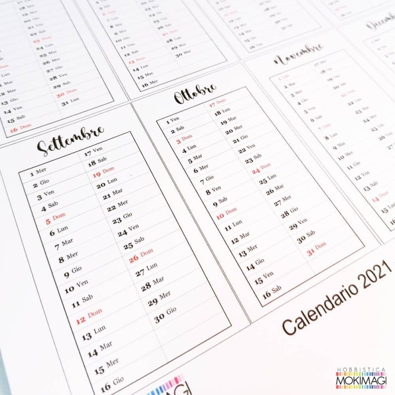 Calendario 2021 da Stampare PDF - Mini Calendario Gratuito 2021