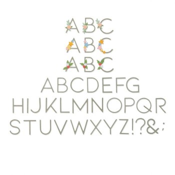 Alfabeto Sizzix • Thinlits Die Set 5PK Decorative Type 664477 Fustella Alfabeto con Elementi Decorativi