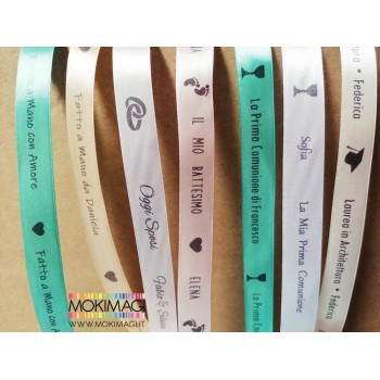 Nastro di Raso Personalizzato per Bomboniere, Confezioni, Eventi, Lavori Handmade. Altezza 2cm