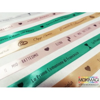 Nastro di Raso Personalizzato per Bomboniere, Confezioni, Eventi, Lavori Handmade. Altezza 2cm