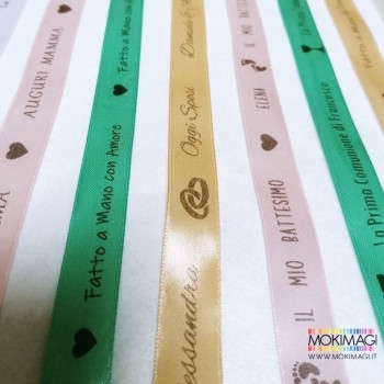Nastro di Raso Personalizzato per Bomboniere, Confezioni, Eventi, Lavori Handmade. Altezza 2cm