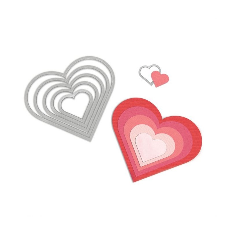 Fustelle Cuori Sizzix • Framelits die set Hearts 657561