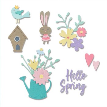 Fustella Ciao Primavera Sizzix • Thinlits die set Hello spring 665091