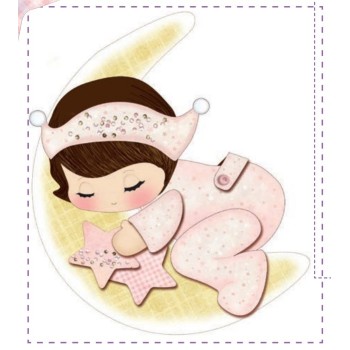 Pannello Coccarda Nascita Little Girl - Idee per Creare - Kit Cucito Creativo Fiocco Nascita Bimba con Luna