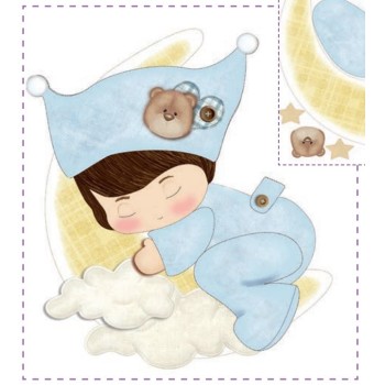 Pannello Coccarda Nascita Little Boy - Idee per Creare - Kit Cucito Creativo Fiocco Nascita Bimbo con Luna