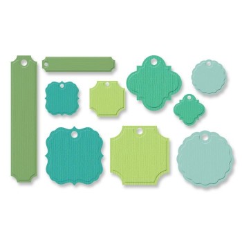 Set 10 Fustelle Etichette TAGS - Vaessen Creative 3624-001 Fustelle Targhette con Foro
