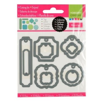 Set 10 Fustelle Etichette TAGS - Vaessen Creative 3624-001 Fustelle Targhette con Foro