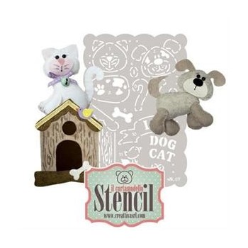 CARTAMODELLO STENCIL Amici a 4 Zampe • CANE, GATTO, CUCCIA, UCCELLINO - CREATTIVA