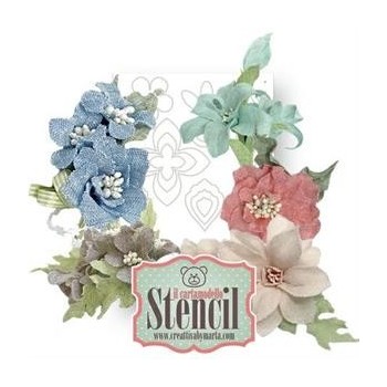 CARTAMODELLO STENCIL Fiori Tridimensionali  • CREATTIVA N.38 Stencil Fiori e Foglie