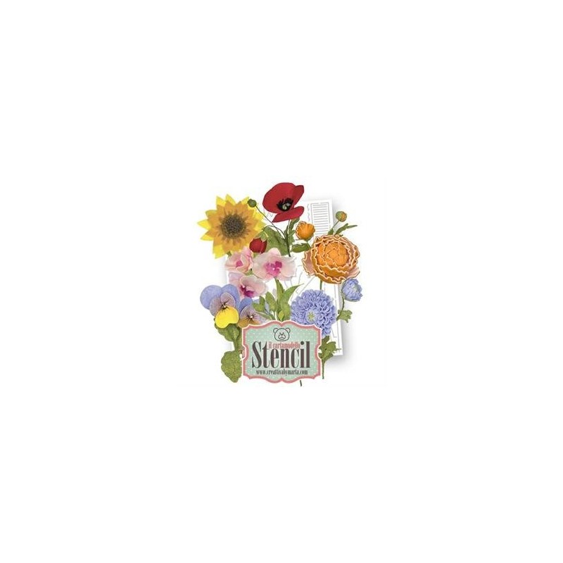 CARTAMODELLO STENCIL Fiori Di Campo  • CREATTIVA N.50 Stencil Fiori