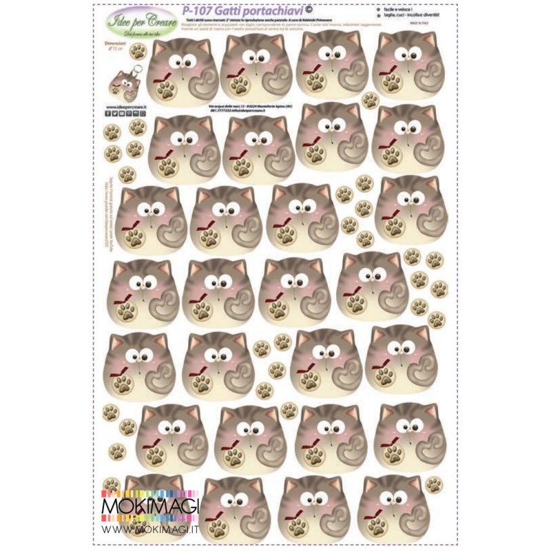 Pannello GATTI PORTACHIAVI - Idee per Creare - P-107