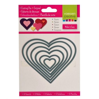 Fustella Cuori - Vaessen Creative 3624-008 - Set di 6 Fustelle Cuori